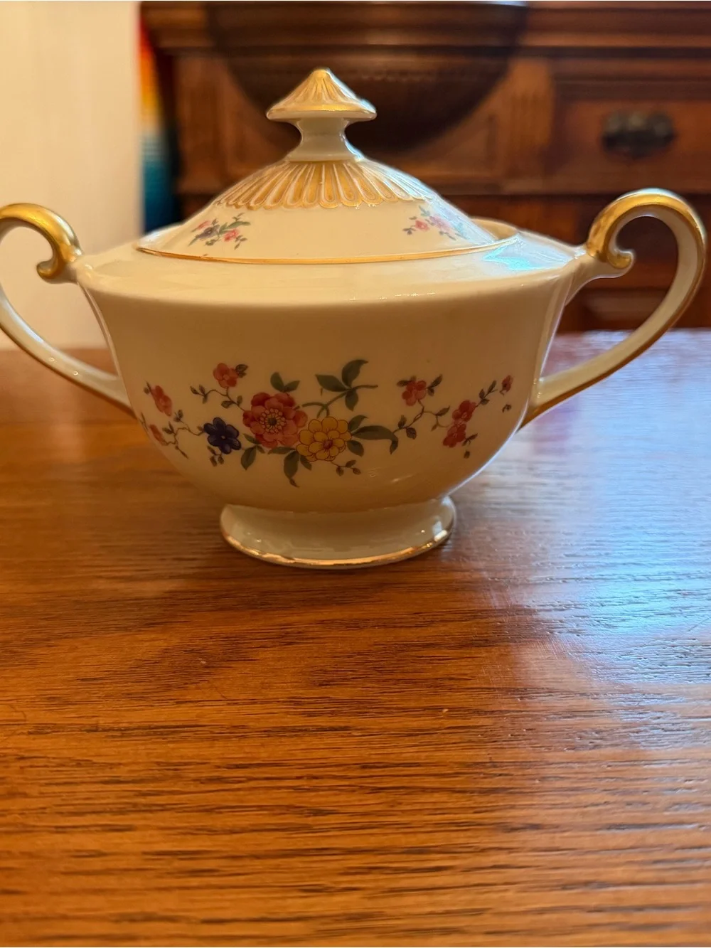 Classic Floral Porcelain Dinnerware Set - Cream with Multicolor Floral Motif